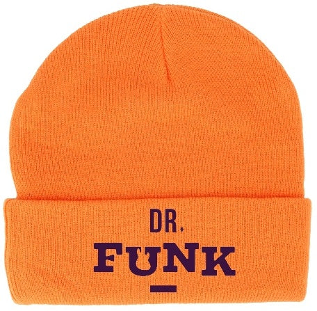 Dr Funk Orange Beanie with Purple Logo